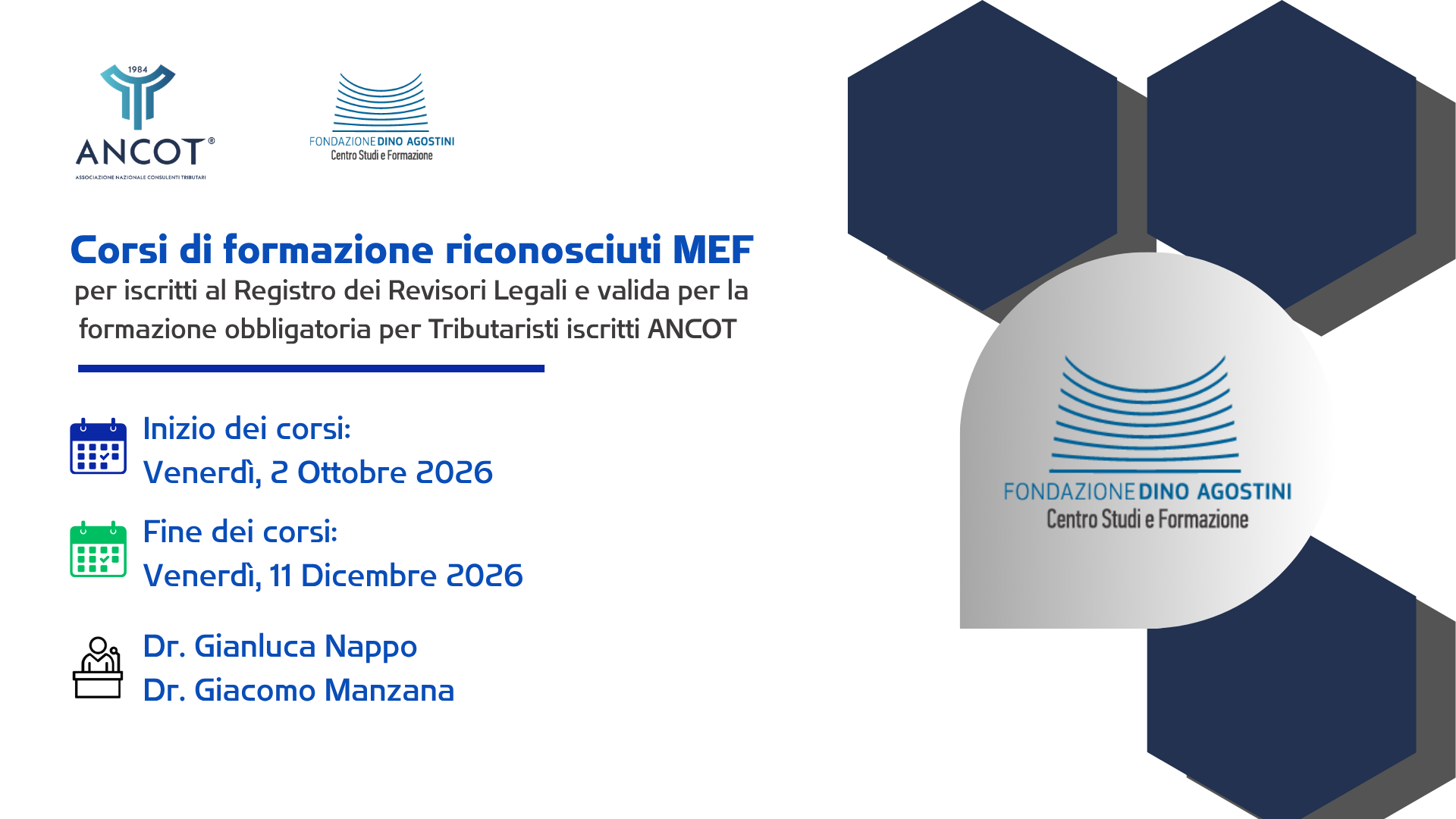 CORSI DI FORMAZIONE PER REVISORE LEGALE 2026
