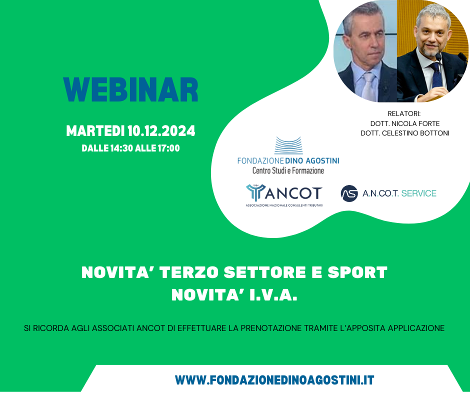 Martedì, 10 Dicembre 2024 WEBINAR