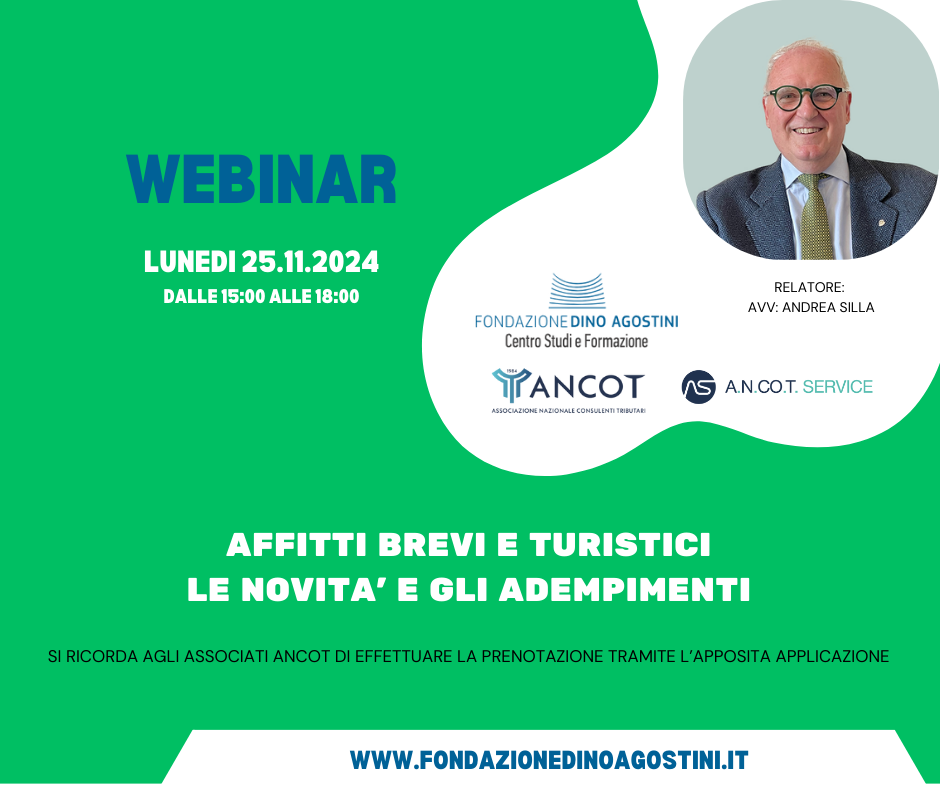 Lunedì, 25 Novembre 2024 WEBINAR